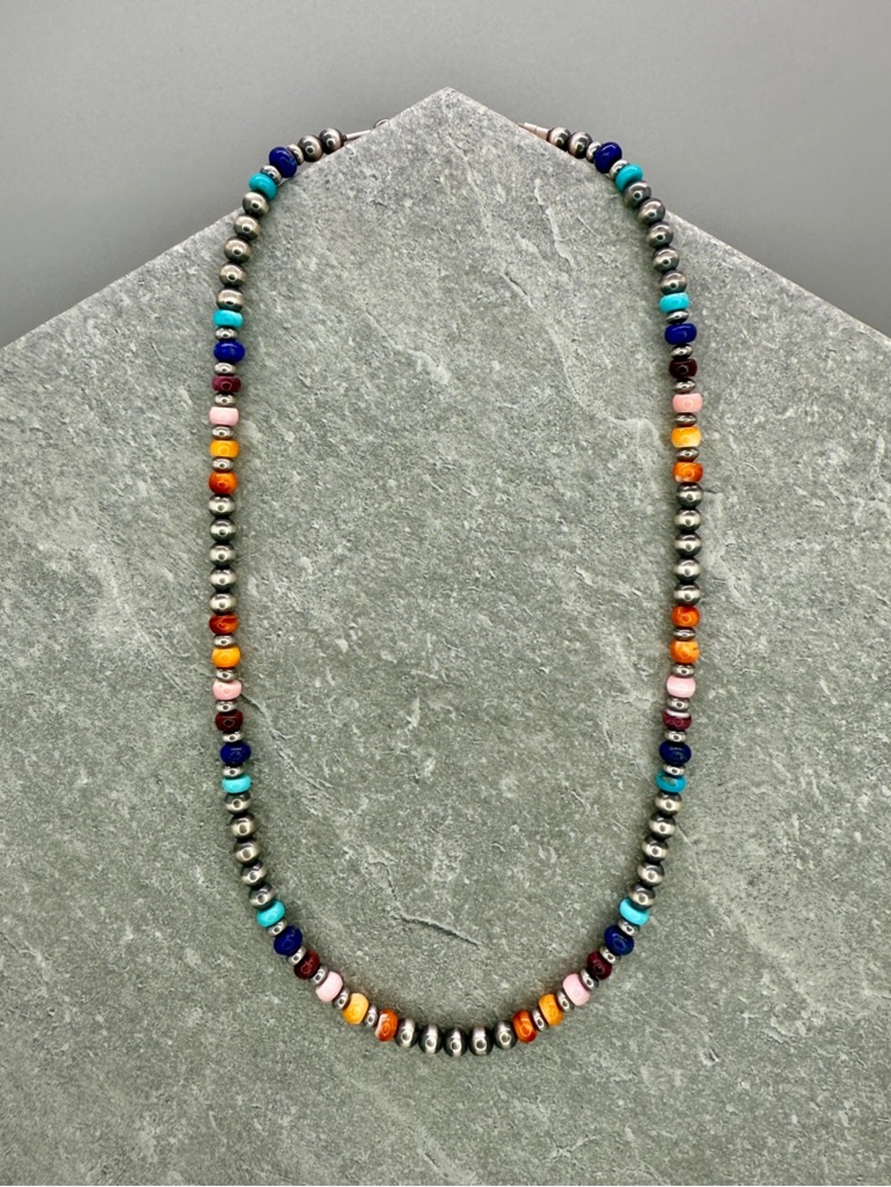 14” Genuine Sterling Silver ‘Navajo Pearls’ Style Desert Pearl Necklace